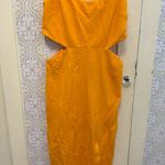 H:ours  Dress XS Cut-Out Bodycon Mini Bandeau Bust Orange Photo 0