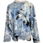 Jess & Jane Wind Poems Blue Floral Rhinestone Zipper Knit Jacket Size Medium White Photo 5