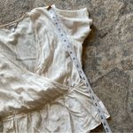 EXPRESS White Jacquard Satin Peplum Short Sleeve Blouse Top XS Photo 4