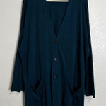 J. Jill Cotton Rayon Blend Button Down Pocket Sweater Cardigan, Size 4X Blue Photo 0
