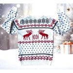 v28 Ugly Christmas Reindeer Sweater Unisex Large Winter Merry Holiday Festive White Size undefined Photo 8