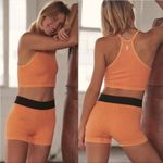 Free People FREE PROPLE MOVEMENT RIBBED PEACH HORIZON BLACK ORANGE STRETCH SHORTS XS Photo 2