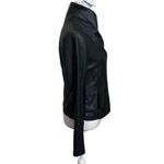 Vince Leather Knit Panel Moto Jacket Black Gray Size Small Scuba Style Photo 2