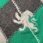 EXPRESS Women’s XS Argyle Sweater V-Neck Green Gray Diamond Knit Preppy Crest Photo 6