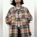 ZARA OVERSIZED PLAID SHACKET BUTTON DOWN OVER SHIRT SIZE XS Photo 1