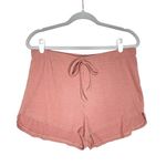 SheIn  Curve Tie Front Ribbed Knit Casual PJ Shorts Stretch Pink Orange Size 1XL Photo 0