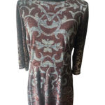 Chris McLaughlin Fit & Flare Dress – Gray & Burgundy Baroque Print Size 12 Photo 0