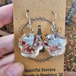 Handmade  Resin Gloss Sparkle Paw 925 Silver Beautiful Beacons Earrings Photo 2