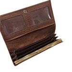 Elephant Genuine Leather Brown Long Wallet Photo 3