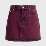 Ganni Colored Washed Denim Mini Skirt red/maroon EUC Photo 3