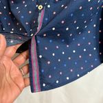 Talbots  Women’s Medium Petite Navy Blue Polka Dot Long-Sleeve Button-Up Shirt Photo 2