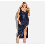 City Chic NEW  Star Desire Maxi sequin Dress Sapphire‎ blue size 22 formal gown Photo 2