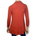Soft Surroundings  Size XS Burnt Orange Long Sleeve Ruffle Hem Button Front Shirt Photo 2