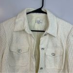 Cache  Ivory Metallic Rhinestone Button Fringe/Tweed Jacket Size 10 Photo 1