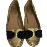 Kate Spade NY 7M Gold Leather Ballet Flats Loafer Moccasin w/ Bow Metallic NWOB Size 7 Photo 0