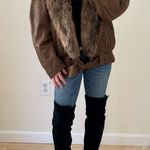 Vintage 1980s Flemington Furs Oversized Leather and Fur Winter Coat Size L Photo 3
