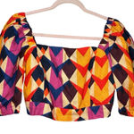 Farm Rio  Lindeza Grafica Smocked Crop Top Size Small Brand New Photo 0