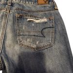 American Eagle  “Boy Crop” Distressed Cropped Blue Jeans Size 2 Relaxed Slouchy Photo 3