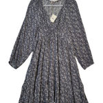 Faherty Sirene Navy Tiered Mini Dress White Ditsy Florals Knee Length X-Large XL Photo 0