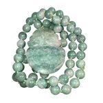 Antique Chinese Carved Celadon Apple Jade Gourd Pendent Bead Good Luck Necklace Green Photo 4