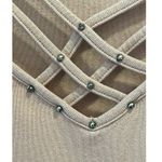 Canadian Graffiti Vtg Women's 3/4 Sleeve Stretch V Neck Embellished Top Size XL Tan Photo 3