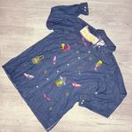 Vintage Tweety Bird Warner Bros Studio Denim Long Sleeve Button cover shirt l Blue Size L Photo 0