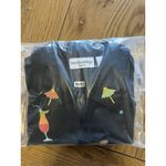 Breckenridge  Black Embroidered Hawaiian Cocktail Drinks‎ Jean Jacket Petite Med Photo 15