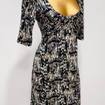 Ann Taylor  Women's Black Brown Printed Career Stretch Travel Dress Size 0 Photo 2