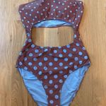 Aerie Swimsuit One Piece Polka Dot Cutout Strapless Cheeky NWT Size Large Photo 1