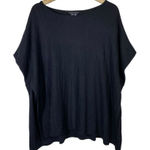 Ming Wang  Women Size S/M Poncho Tunic Top Split Hem‎ Black Sweater Boxy Photo 0