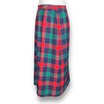 Vintage Tartan Plaid Wool Skirt Burgundy Purple Green Midi Colorful Festive Red Size 6 Photo 2
