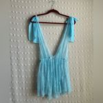 Adore Me NWT ‎ Bow Detail Lace Deep V Chemise Sz M Sky Blue Photo 1