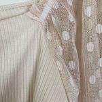 Lush Clothing Lush Cream Colored Cropped Top With Polka Dot Lace Sleeves Size Small (G10) Photo 4