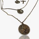 Five Strand Coin Medallion Necklace Silver Photo 2