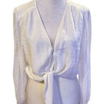 BCBGeneration  Women's Sheer Polka Dot Tie-Front Blouse White Size M Photo 0