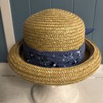Vintage Kentucky Derby Acrylic Straw Hat With‎ Floral Embroidered Bandana Bow Yellow Photo 4