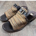 Brighton  Ponti Slip On Slide Sandal 8.5M Block Heel Leather/Textile Italy Shoes Photo 0