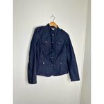 NWT G.H Bass & Co Indigo Rinse Dark Navy Bluu Denim Jacket Brown button detail‌ Blue Size M Photo 8