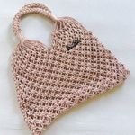 Handknit Woven Pink Knitted Tote Bag Photo 0