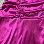 Ruby Rox Vintage Magenta Satin Ruched Halter Drop-Waist Midi Dress Photo 5