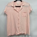 Laura Ashley  Soft pink Textured two piece Pajama Set L butterfly heart embossed Photo 4