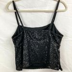No Boundaries  Black Sequin Crop Tank Top Womens M FLAW Going Out Party Glam NYE Photo 1