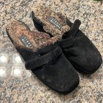 Stuart Weitzman Vintage  Suede Black Slip On Clogs Fuzzy Interior Size 6.5B #3118 Photo 1