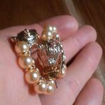 Golden Shell Pearl and Leopard Lock Goldtone Half Hoop Earrings Photo 11