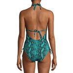 No Boundaries  Teal Green Snakeskin Ruched One Piece Swimsuit XL 15-17 Jrs Photo 8