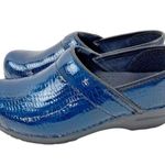 Sanita Blue Croc Embossed Patent Leather Clog Womens EU 37 Comfort Professional Photo 5