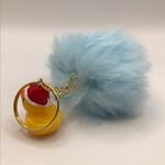 Holiday Pom Keychain | Light Blue | Plastic Ducky with Santa Hat Charm Handmade Photo 2