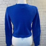 Forever 21 NWOT Sweater Cropped Bright Blue With Japanese Writing-Small Photo 2