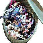 MCM Hat Box Full of Vintage Plastic Necklaces Jewelry Pink Photo 0
