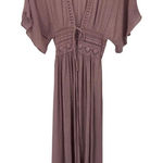 Lulus Long Duster Hippie Boho Festival Womens Medium Pink Lace Coquette Photo 0